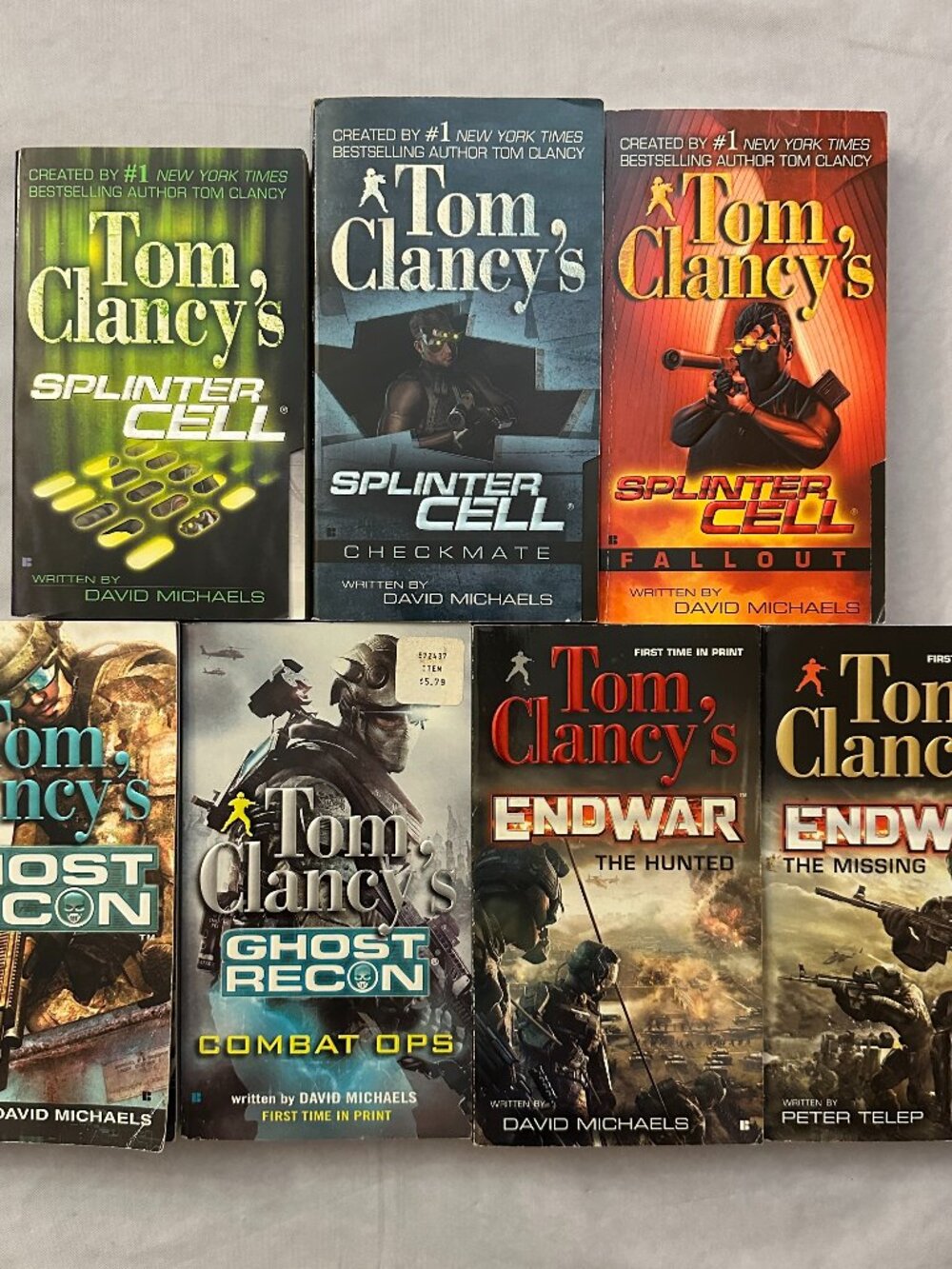 7 Tom Clancy Video Game Books / Splinter Cell, Ghost Recon, EndWar / Paperback